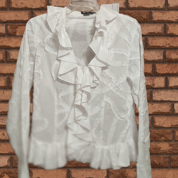 NWT Boston Proper White Ruffled Blouse Sz.12 - Picture 4 of 9